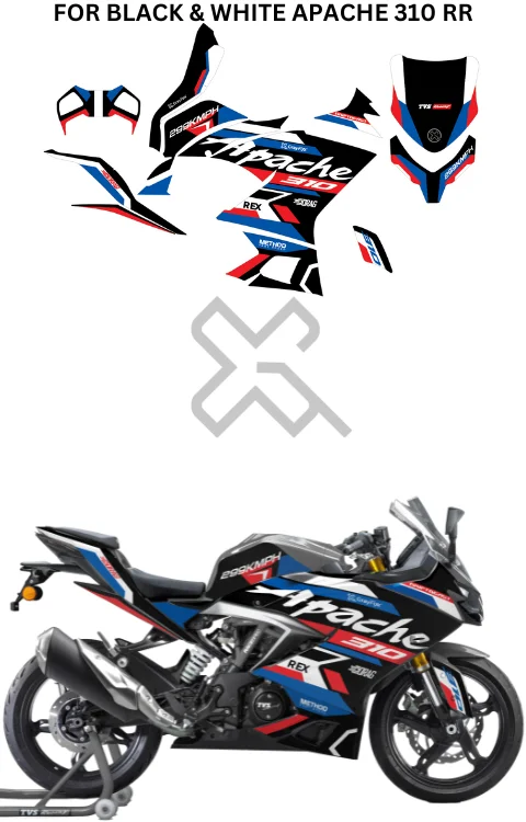 RR Race Edition Full Body Sticker Compatible with Apache 310 RR | Printed In Premium Gloss Vinyl With FPF(Fade Protection Film), Water Proof, Precut Sticker, Pack Of 1 Compatible with Both Side
